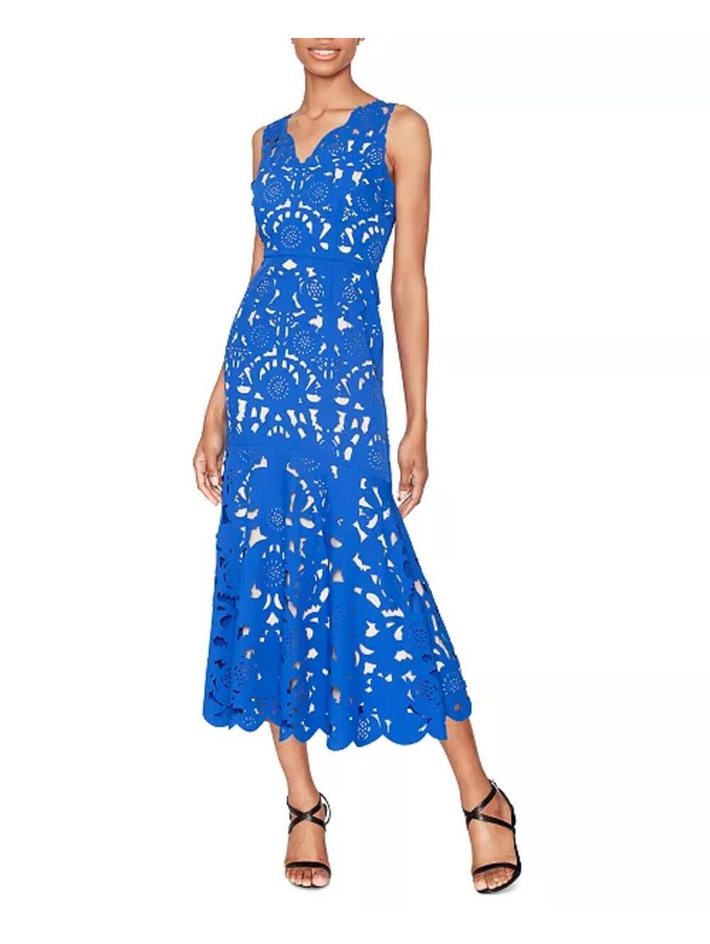 WHITE TIE by Shani Women's Laser-Cut Sleeveless Midi Dress